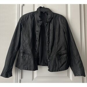 Preston & York Leather Jacket Black 100% Genuine Leather RN 58909